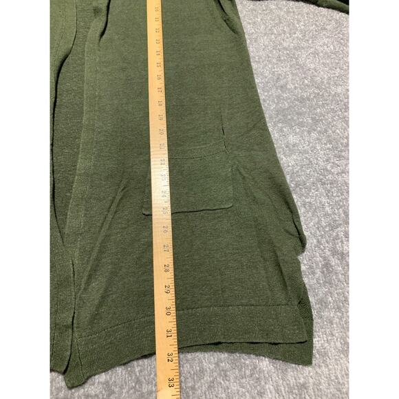 Jones Studio Open Front Cardigan Sweater Women Size XL Green Pocket Linen - Picture 10 of 11
